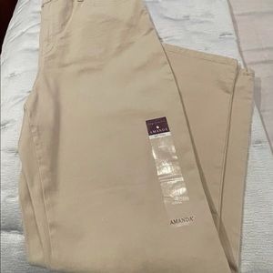 Tan pants by Gloria Vanderbilt work for anything.